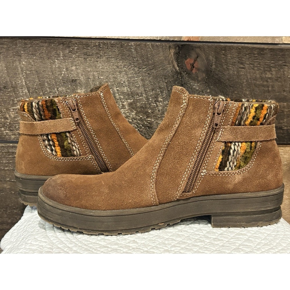 Earth Origins Tate Ankle Boots Booties Size 8 Brown Suede Leather Boho Detail - Picture 4 of 8